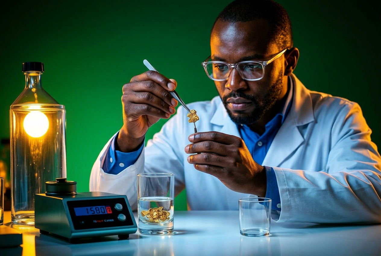 Kenmint assayer measuring a gold sample